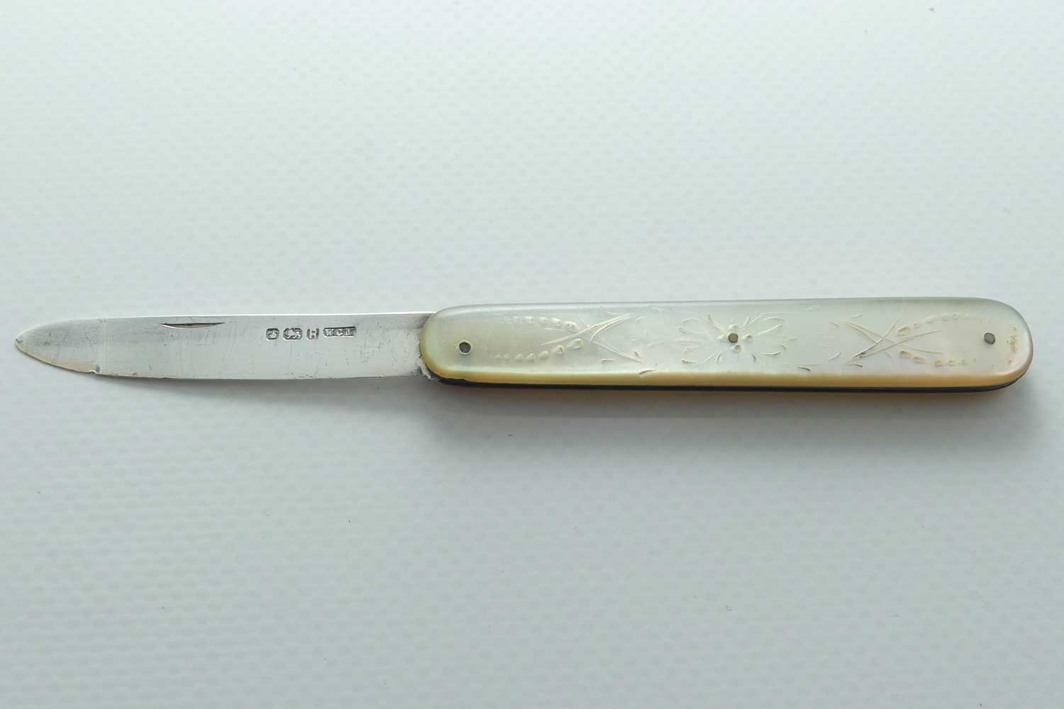 Victorian Sterling Silver and Carved Mother of Pearl Fruit Knife | Sheffield 1884