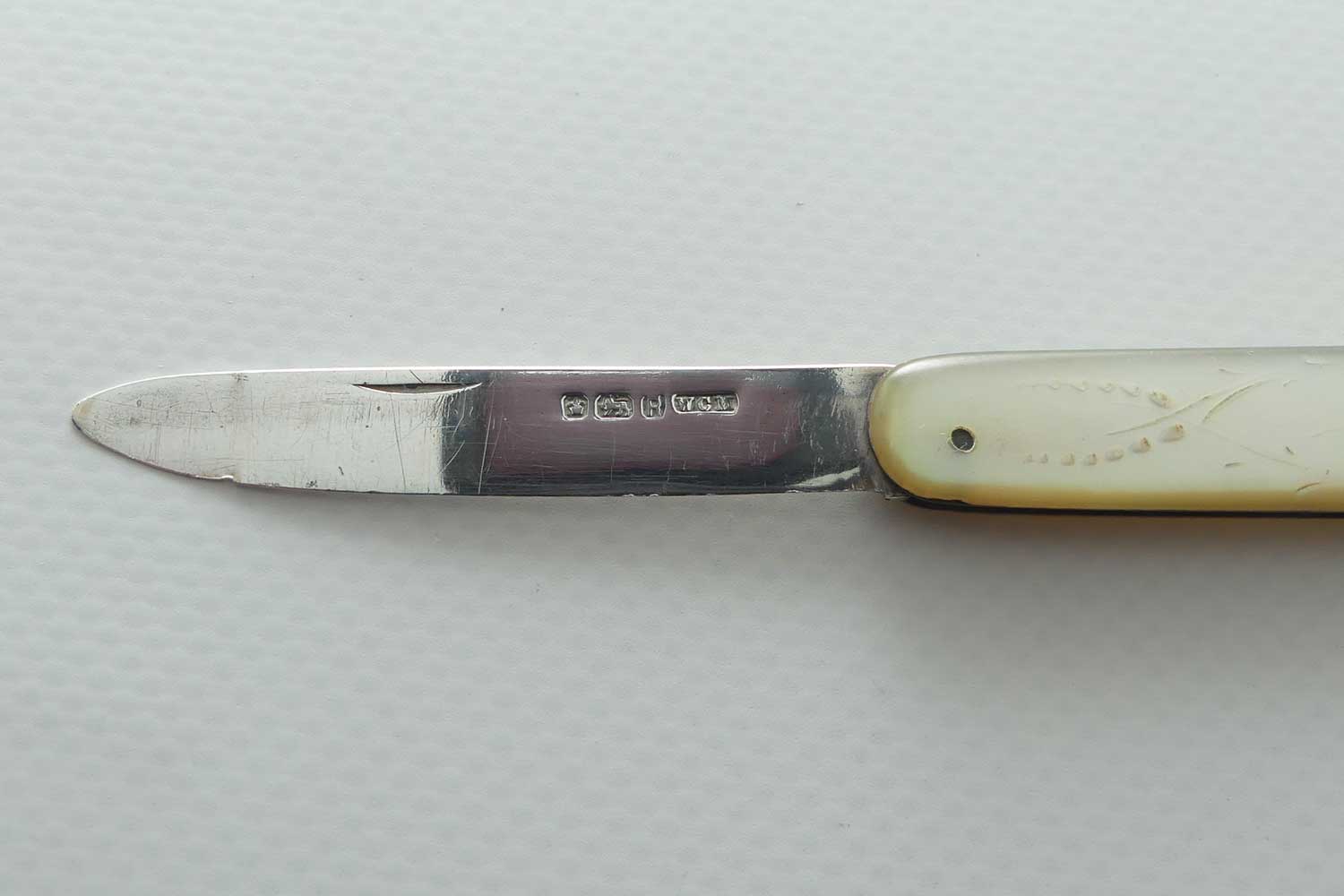 Victorian Sterling Silver and Carved Mother of Pearl Fruit Knife | Sheffield 1884
