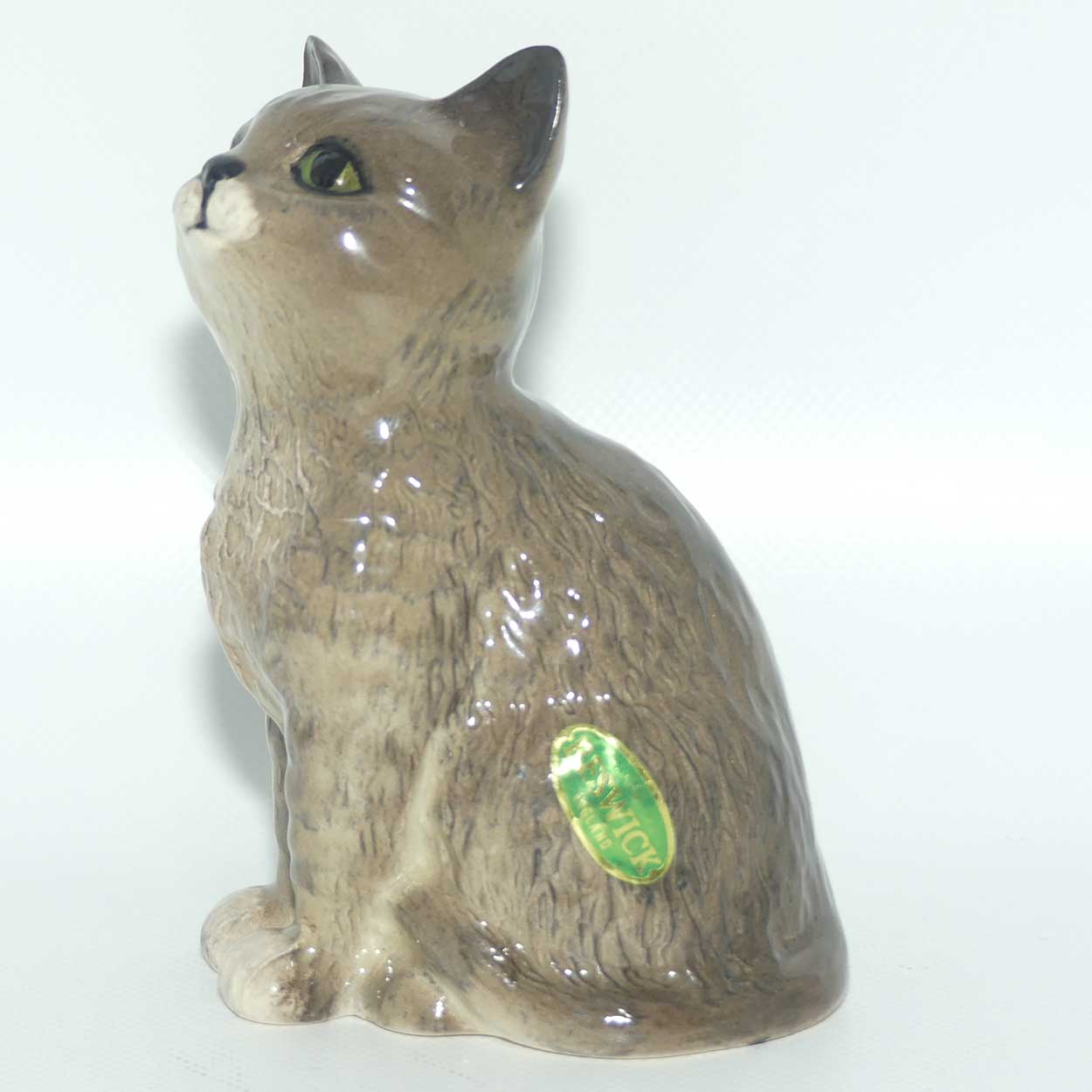#1886 Beswick Persian Kitten | Seated | Looking Up | Grey Striped