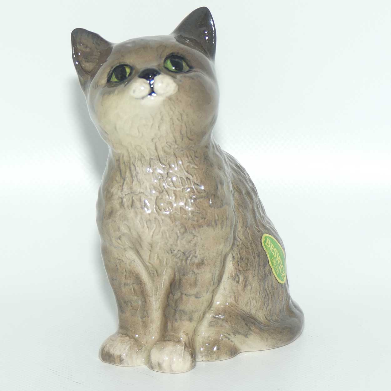 #1886 Beswick Persian Kitten | Seated | Looking Up | Grey Striped