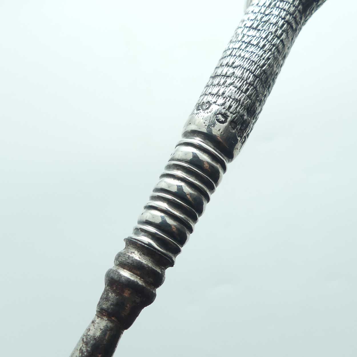 Victorian | Sterling Silver Swan figured head with enamel eyes Corset Hook | London 1889