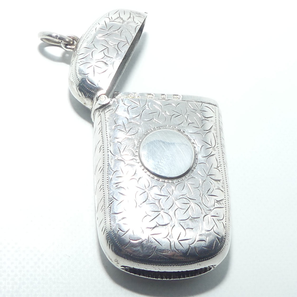 Bright Cut decoration Sterling Silver Vesta Case | Birmingham 1898