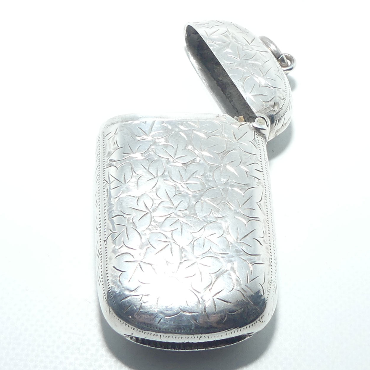Bright Cut decoration Sterling Silver Vesta Case | Birmingham 1898