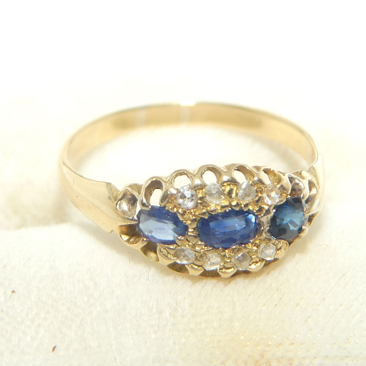 18ct Yellow Gold 3 Sapphire and Diamond Ring | Antique | Valued $5300