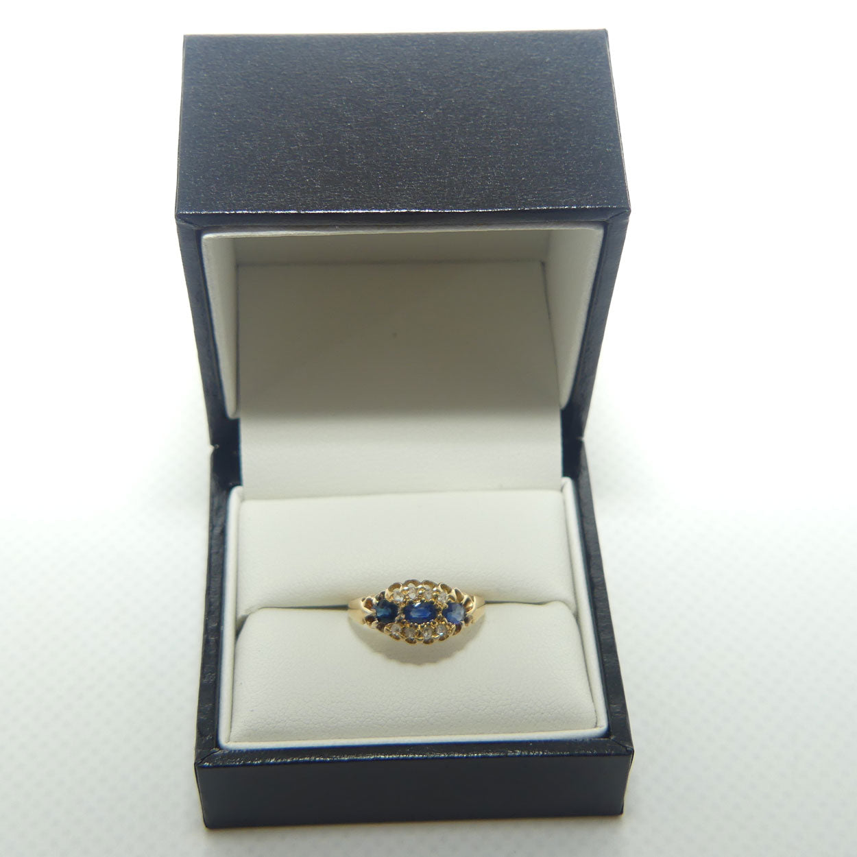 18ct Yellow Gold 3 Sapphire and Diamond Ring | Antique | Valued $5300