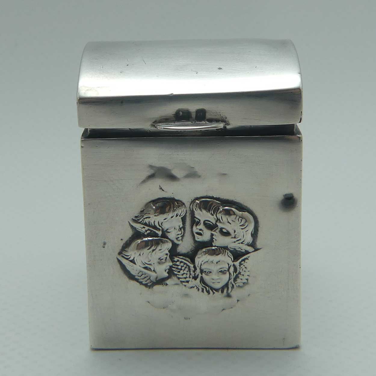 late Victorian era Sterling Silver miniature playing card box | contains 2 sets of cards | Birmingham 1900