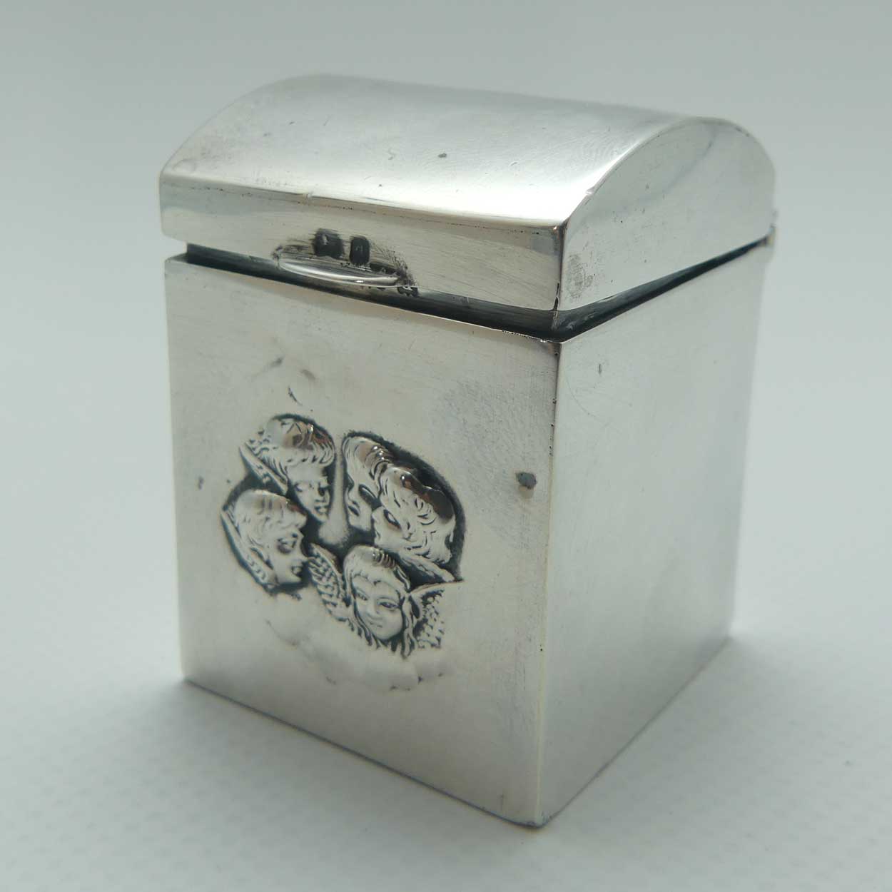 late Victorian era Sterling Silver miniature playing card box | contains 2 sets of cards | Birmingham 1900