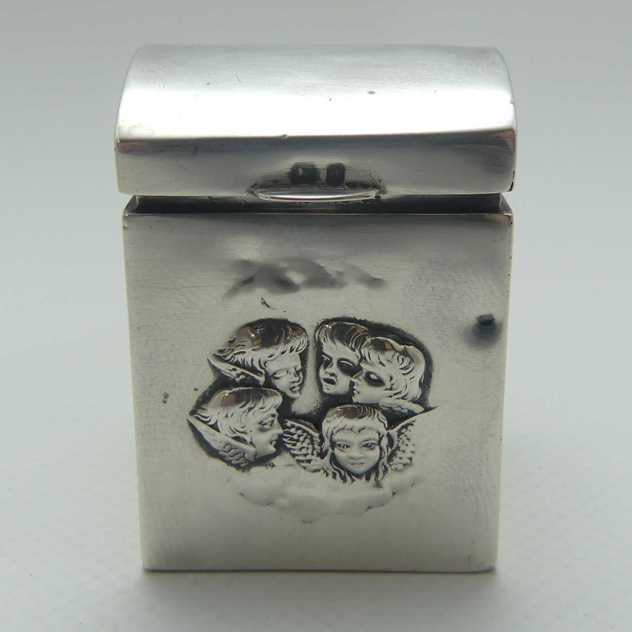late Victorian era Sterling Silver miniature playing card box | contains 2 sets of cards | Birmingham 1900