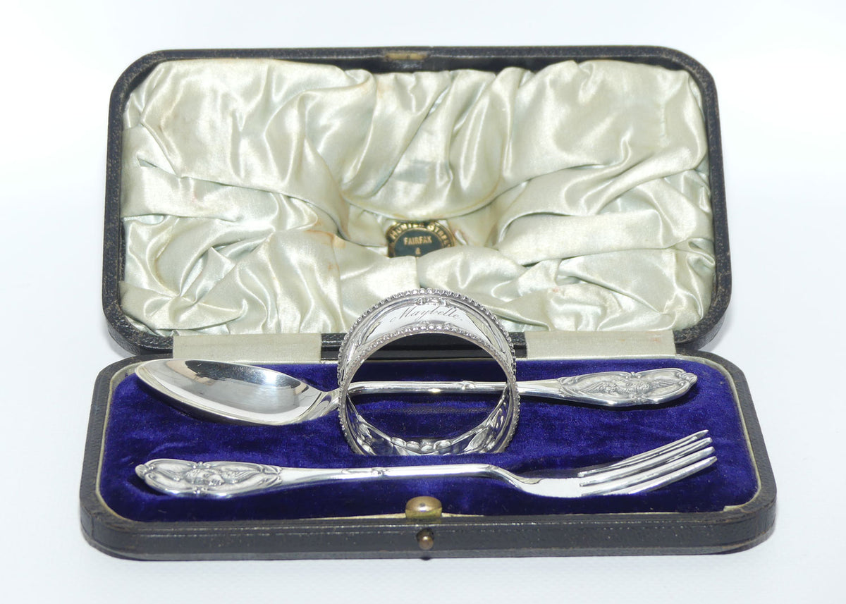 Edwardian era Sterling Silver christening set | Sheffield 1902 | James Deakin & Sons