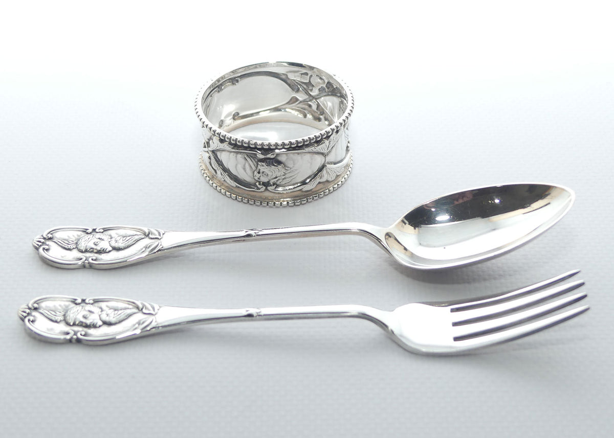 Edwardian era Sterling Silver christening set | Sheffield 1902 | James Deakin & Sons