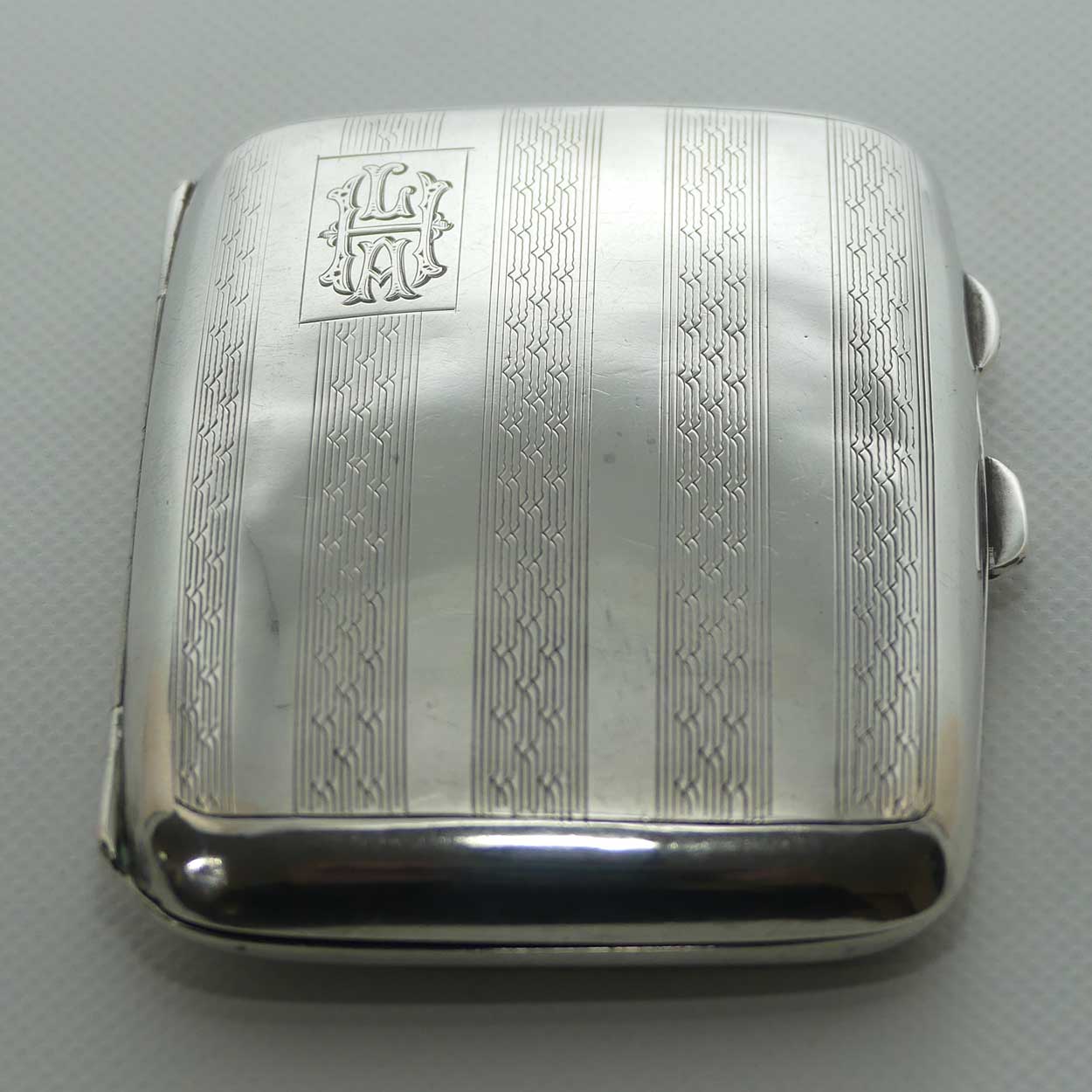 Engine Turned Monogrammed Sterling Silver miniature cigarette case | Birmingham 1902