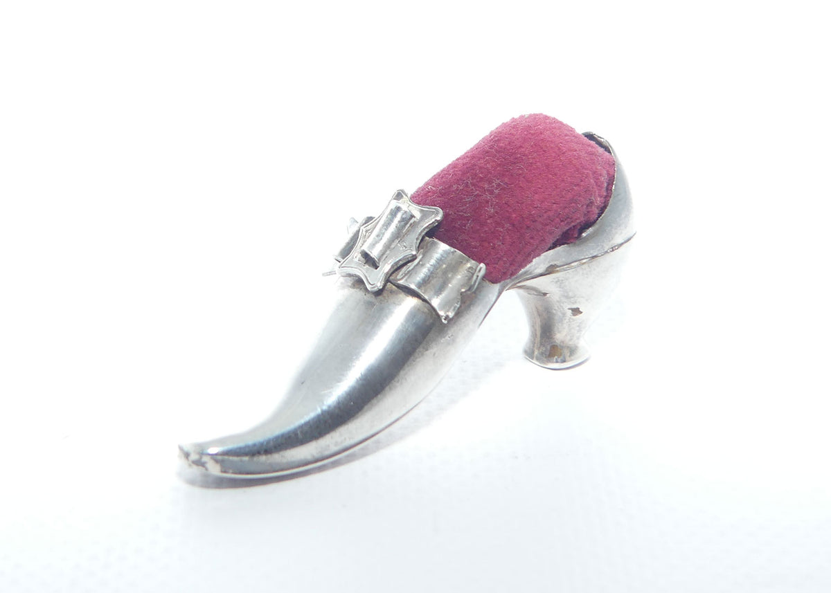 Edwardian era Sterling Silver slipper pin cushion | Birmingham 1902 | Adie & Lovekin Ltd