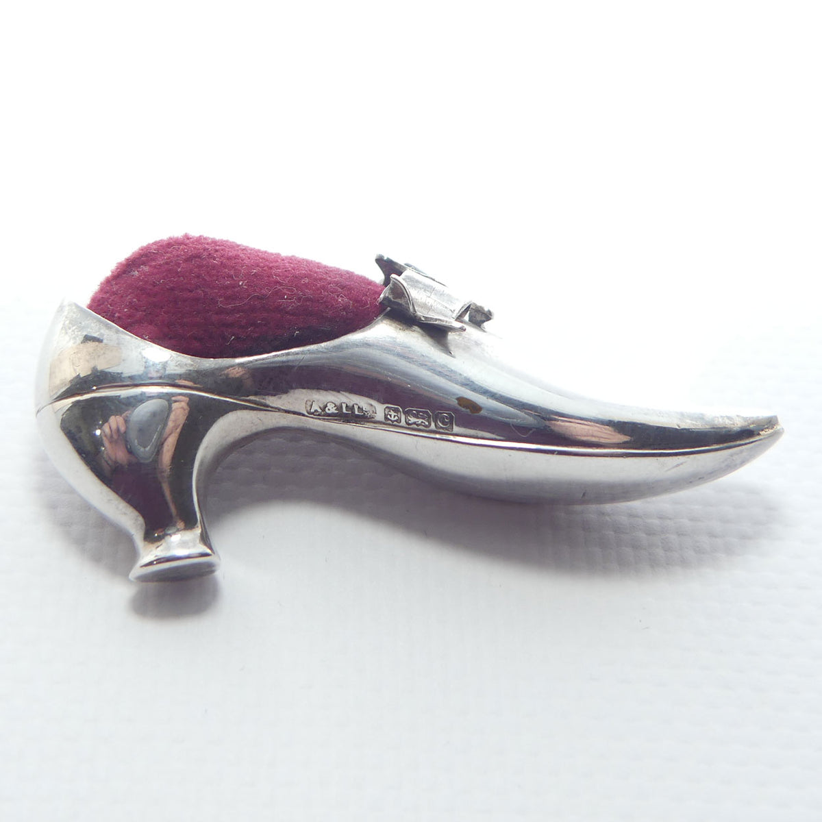 Edwardian era Sterling Silver slipper pin cushion | Birmingham 1902 | Adie & Lovekin Ltd