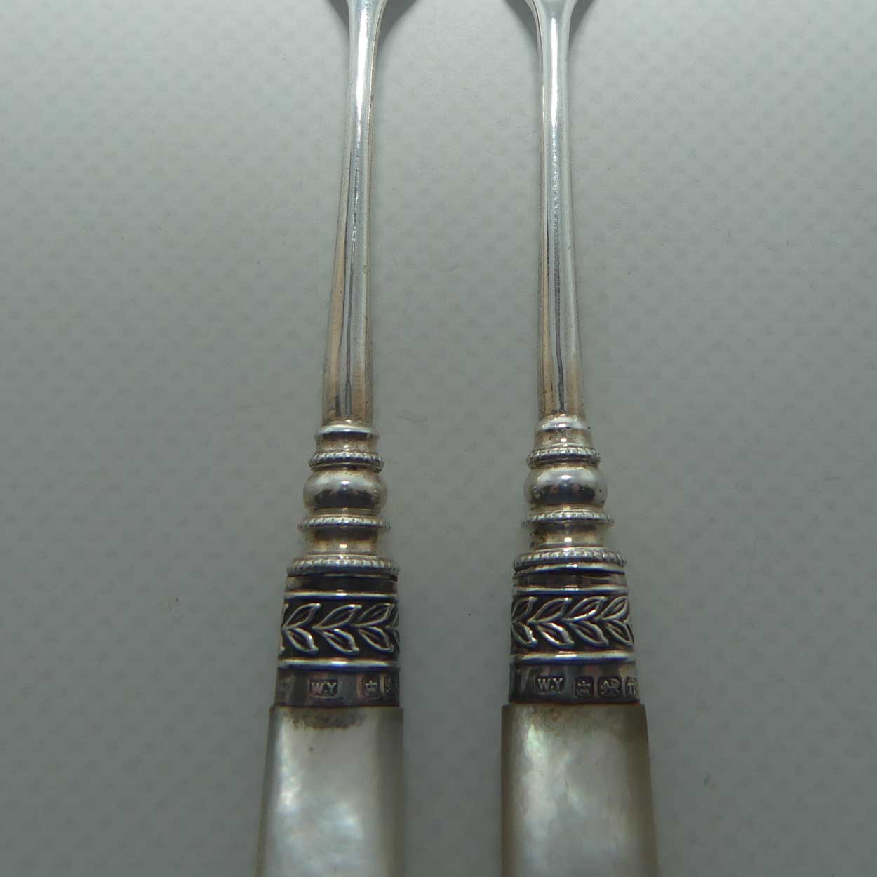 Sterling Silver and Mother of Pearl pair of pickle forks | Sheffield 1905