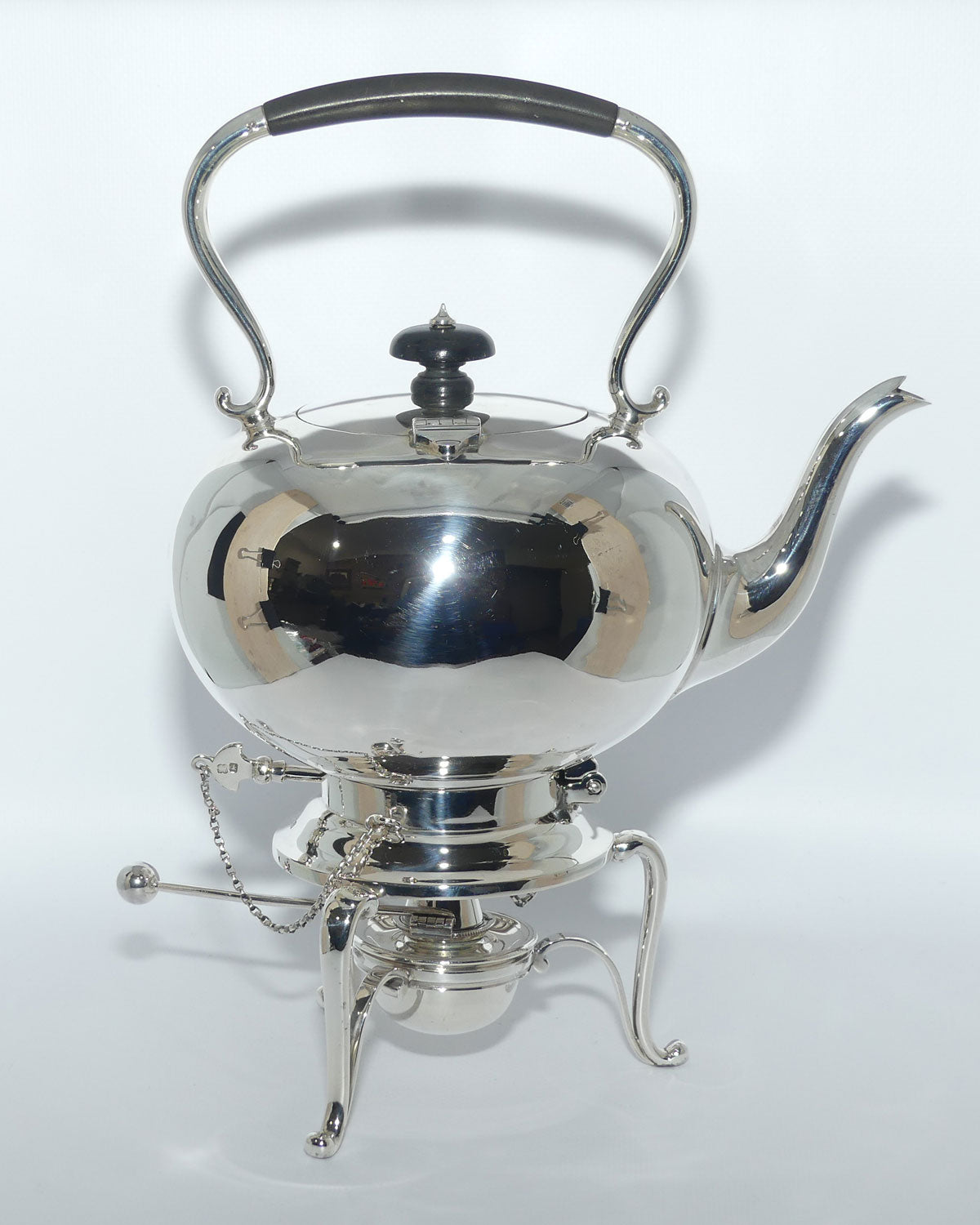 Sterling Silver spirit kettle on stand with burner | Sheffield 1912 | 920g | Martin Hall and Co Ltd