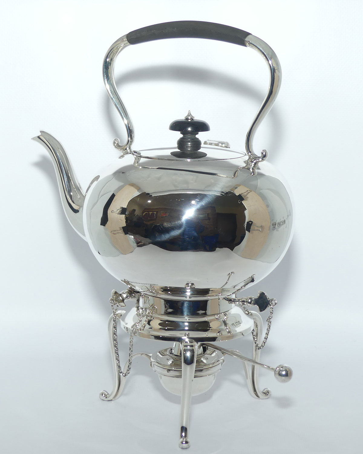 Sterling Silver spirit kettle on stand with burner | Sheffield 1912 | 920g | Martin Hall and Co Ltd