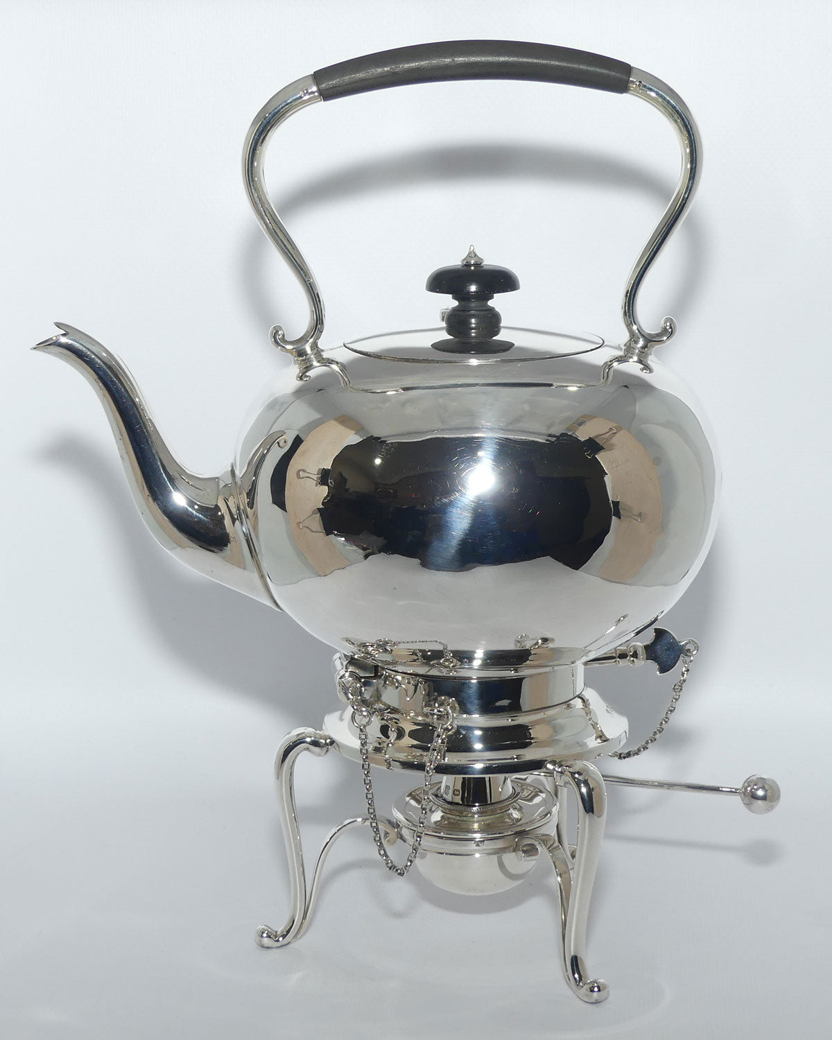 Sterling Silver spirit kettle on stand with burner | Sheffield 1912 | 920g | Martin Hall and Co Ltd