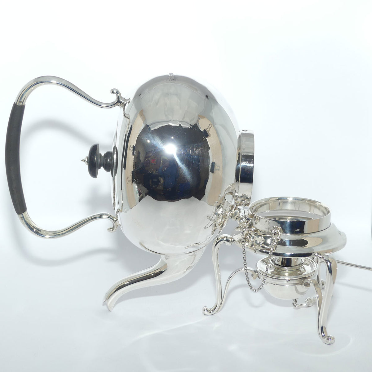 Sterling Silver spirit kettle on stand with burner | Sheffield 1912 | 920g | Martin Hall and Co Ltd