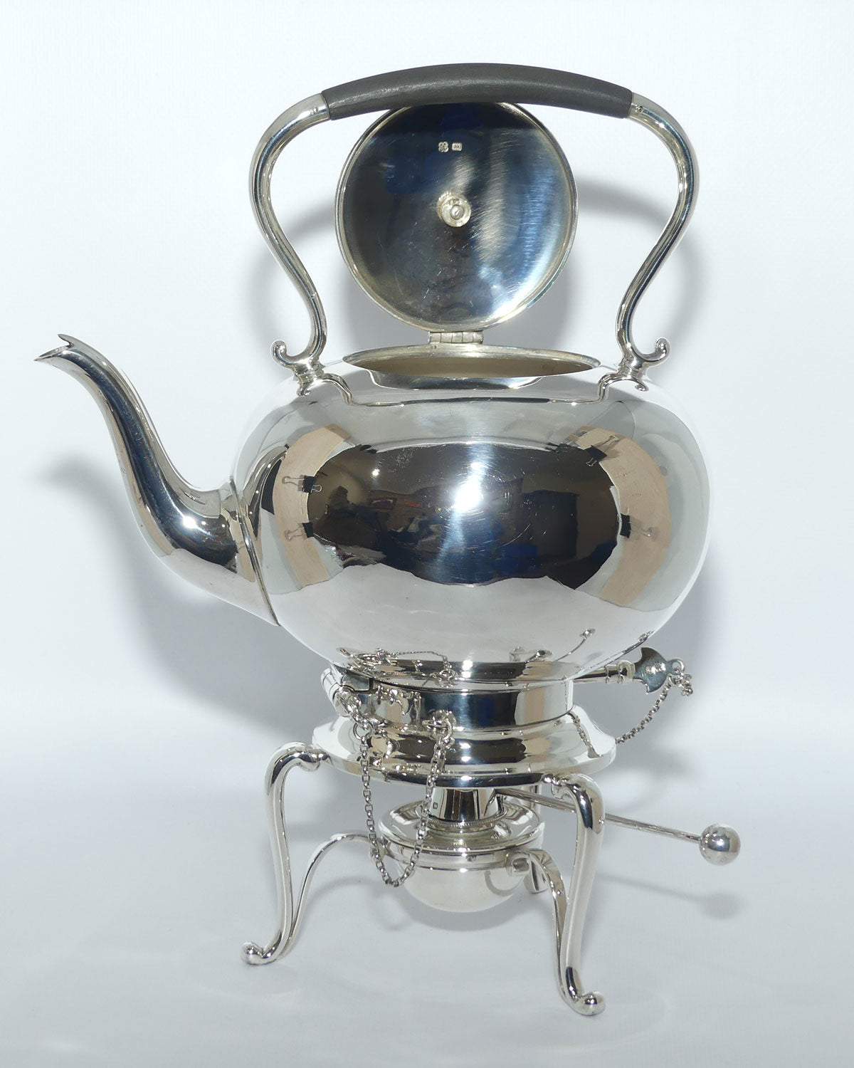 Sterling Silver spirit kettle on stand with burner | Sheffield 1912 | 920g | Martin Hall and Co Ltd