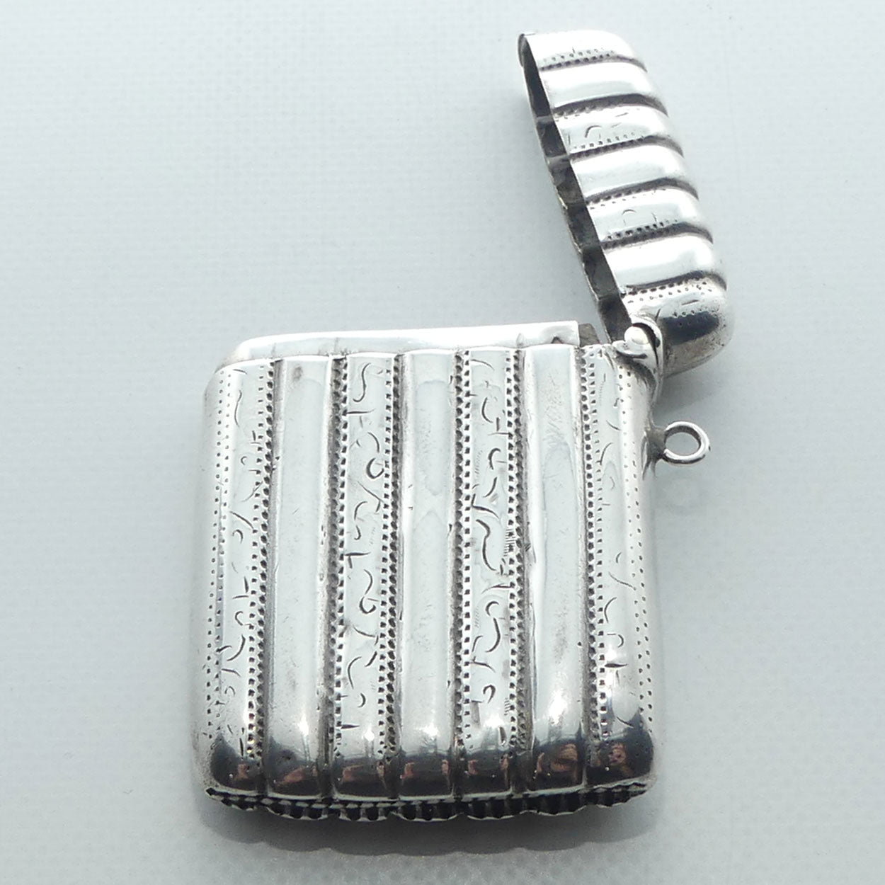 Fluted design Sterling Silver Vesta Case | Chester 1906
