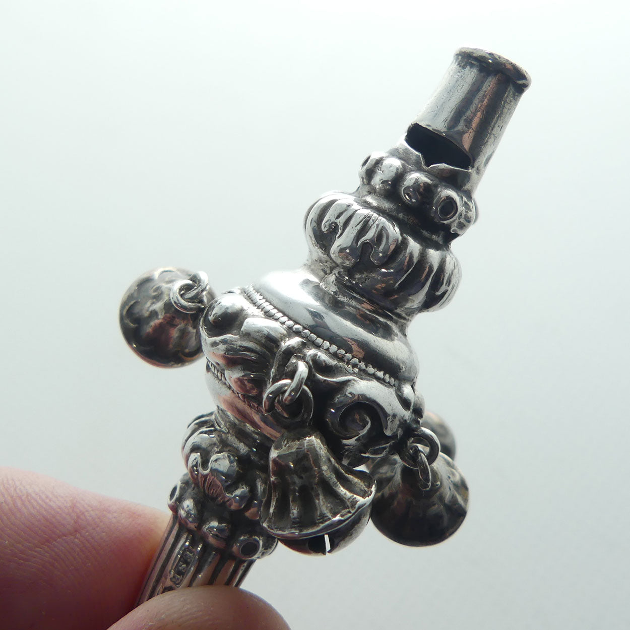 Edwardian era Sterling Silver and Ivory Teething Ring Baby Rattle | Whistle | Chester 1909