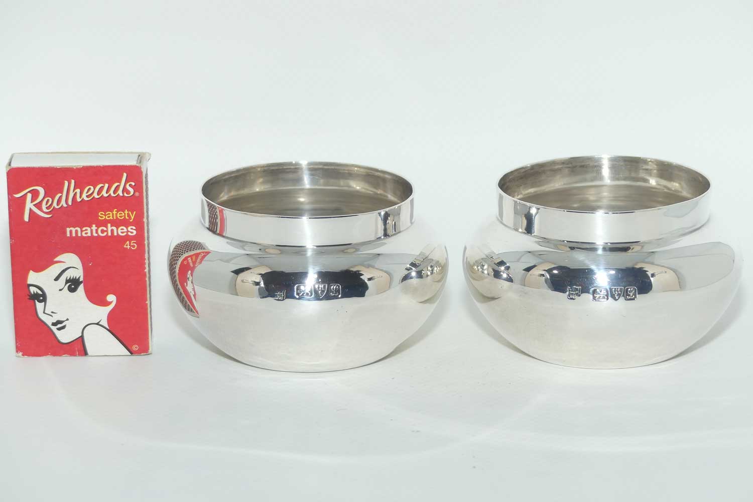 Edwardian era Sterling Silver pair of miniature rose bowls | Chester 1911
