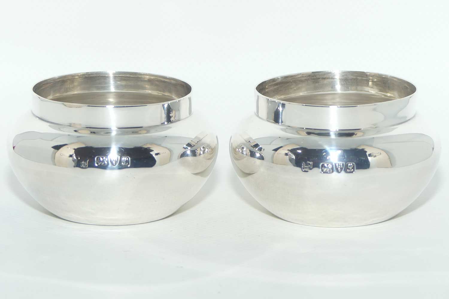 Edwardian era Sterling Silver pair of miniature rose bowls | Chester 1911