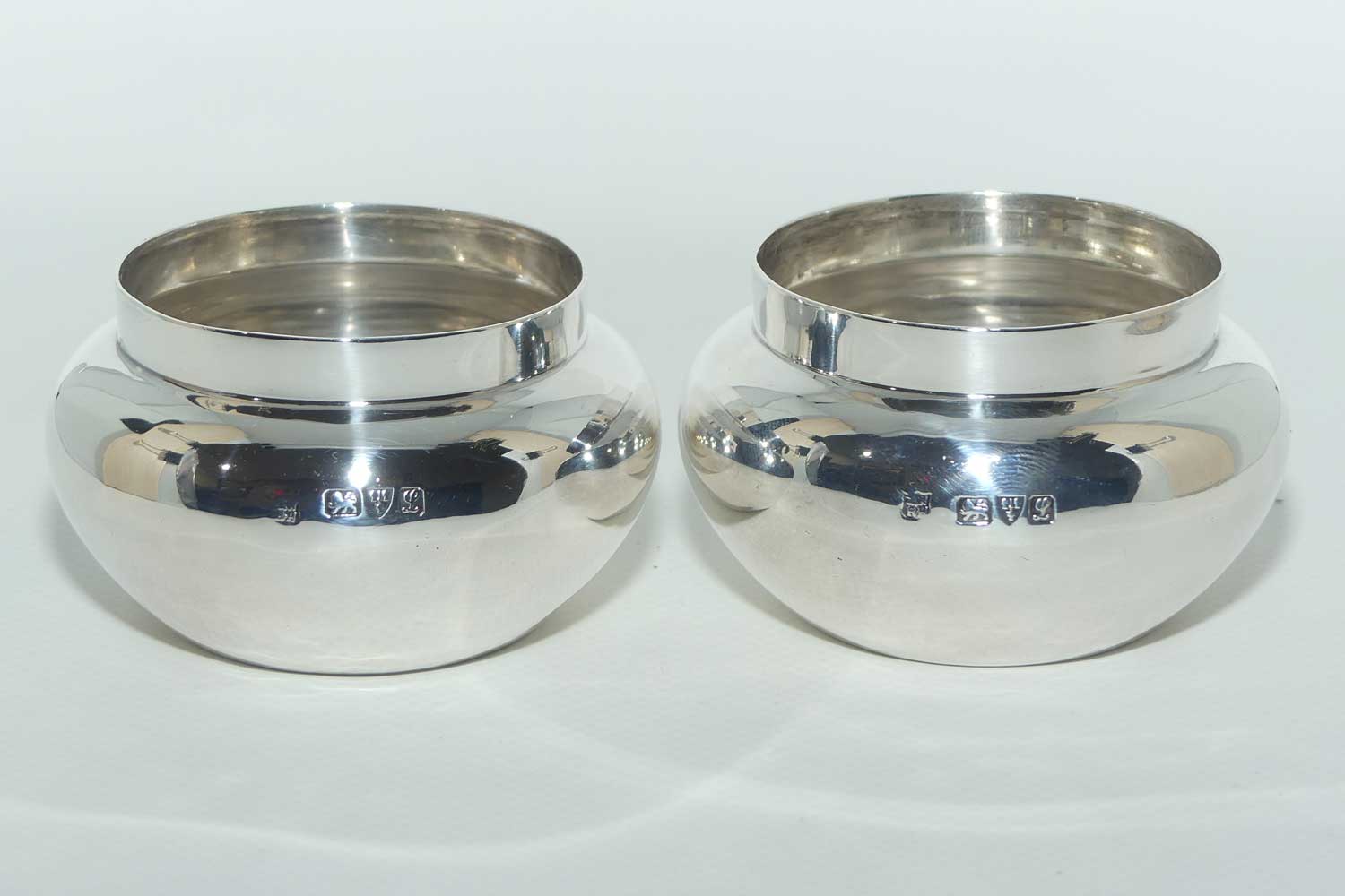 Edwardian era Sterling Silver pair of miniature rose bowls | Chester 1911