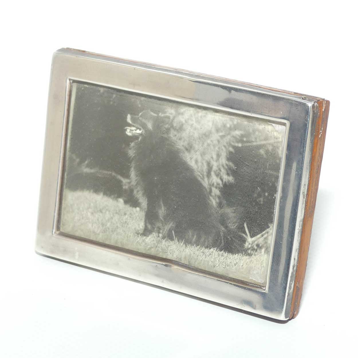 Edwardian era Sterling Silver on Oak small picture frame | Birmingham 1915
