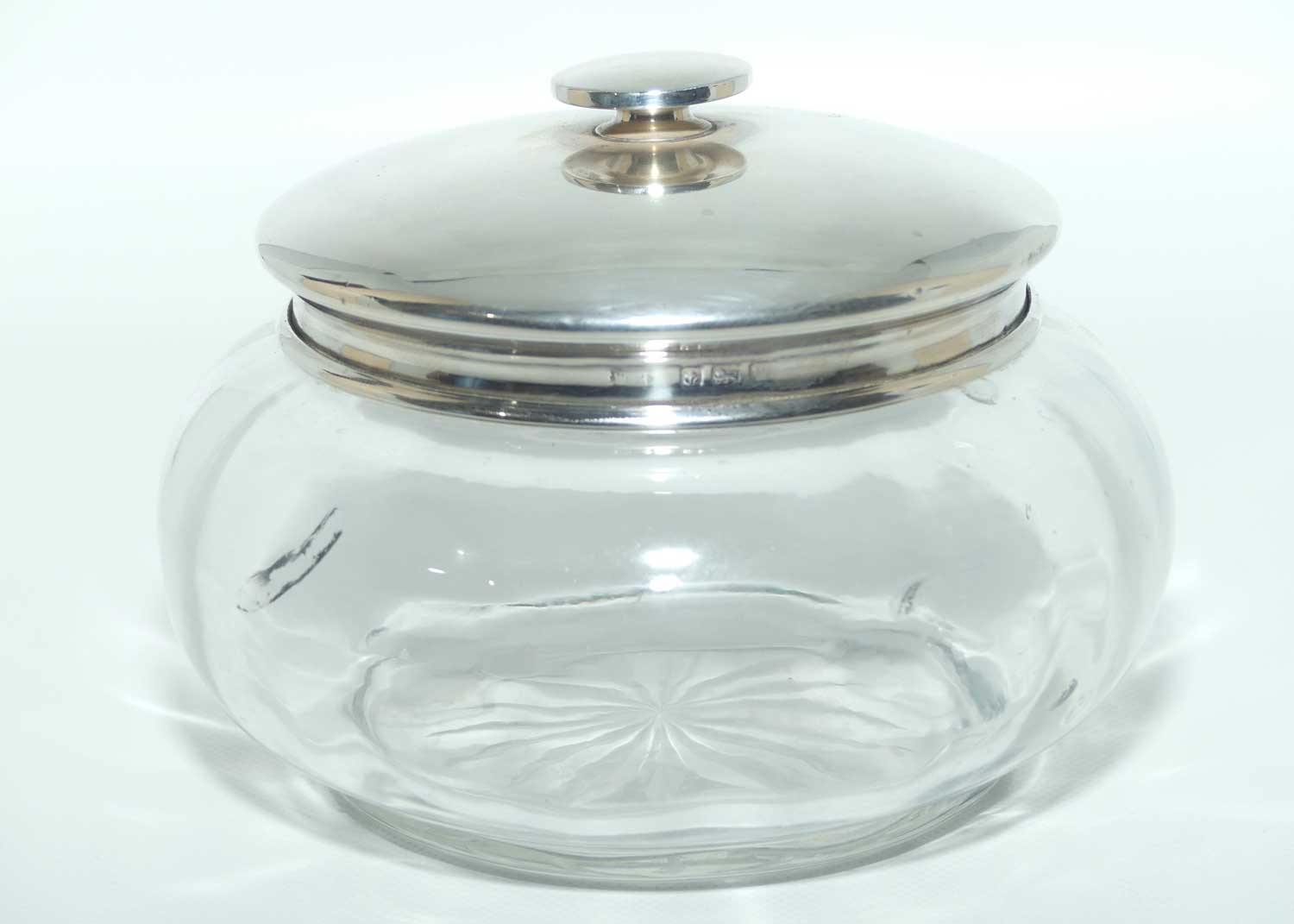 Sterling Silver lid ladies dressing table trinket box, powder bowl or hair tidy | Birmingham 1921