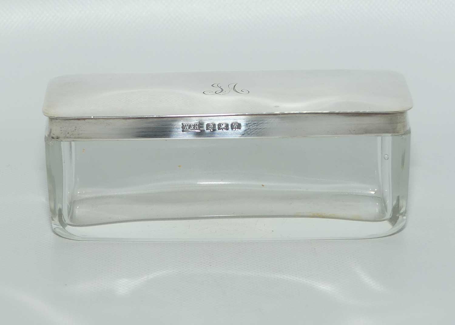 Sterling Silver lid ladies dressing table rectangular trinket box | Birmingham 1921