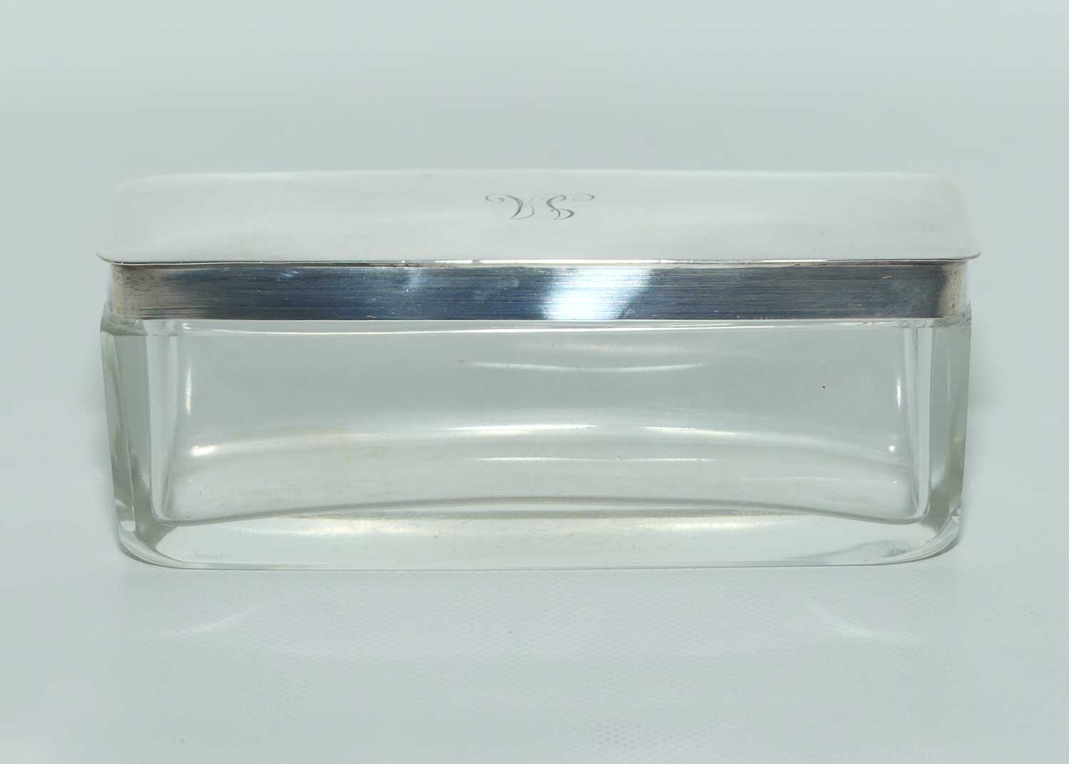 Sterling Silver lid ladies dressing table rectangular trinket box | Birmingham 1921