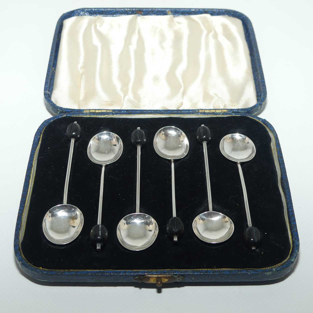 Art Deco Sterling Silver set of 6 tea or coffee spoons in original box | Birmingham 1932