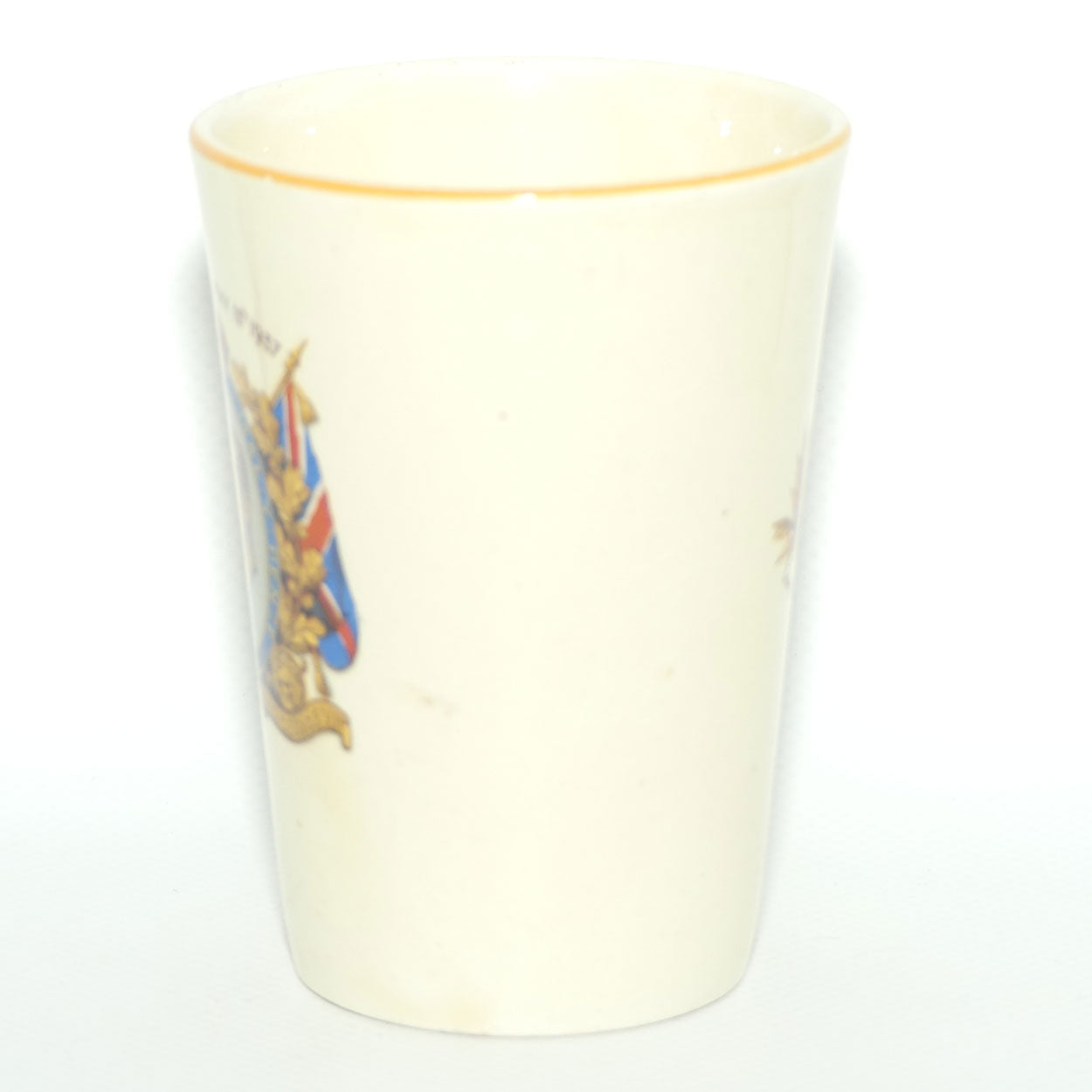 Woods Ivory Ware Royalty Commemorative beaker | Coronation May 12th 1937 | Queen Elizabeth King George VI