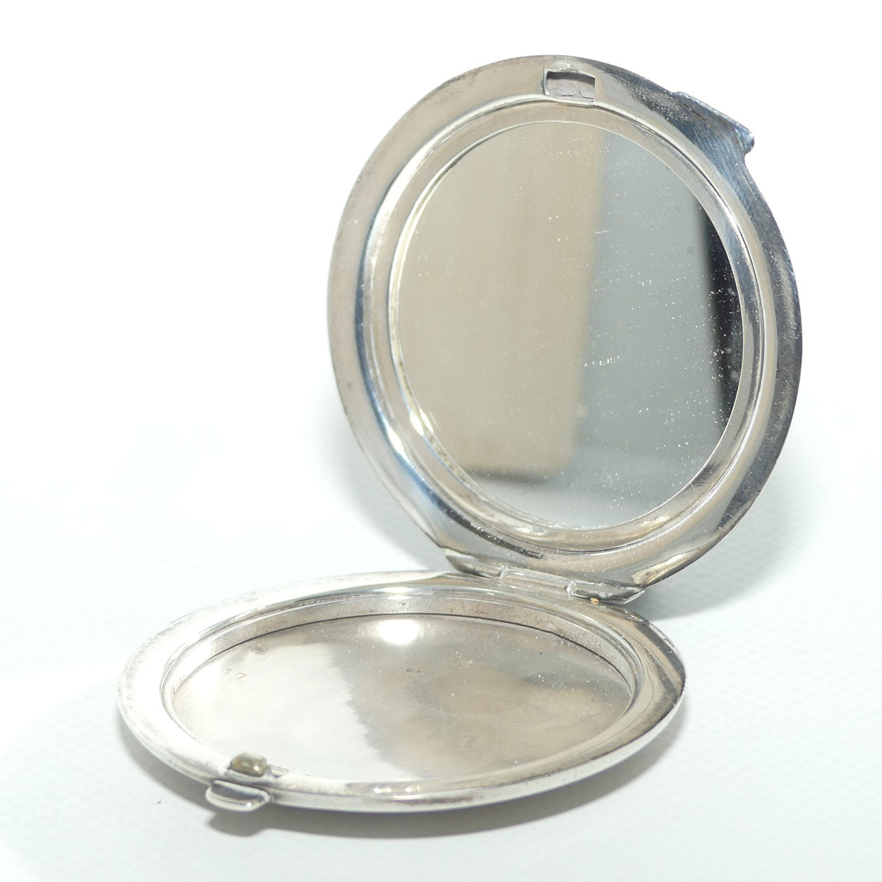 Sterling Silver and Blue Enamel Guilloche Compact | Turner & Simpson Ltd | Birmingham 1945