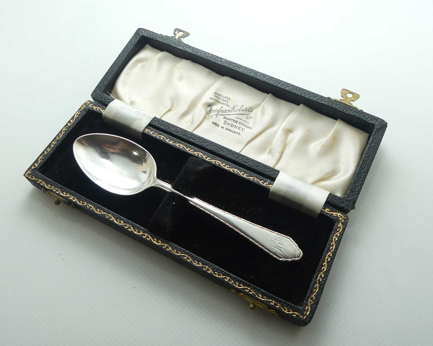 Sterling Silver boxed Christening spoon | Birmingham 1955 | Fairfax & Roberts Ltd