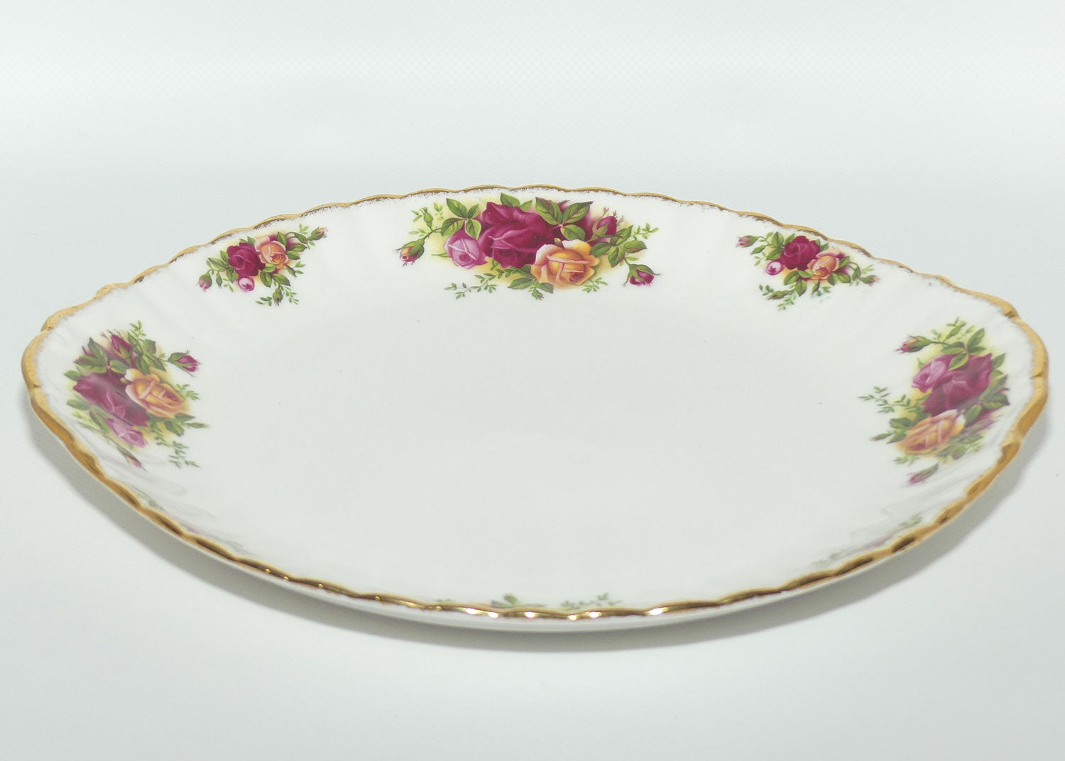 Royal Albert Bone China England Old Country Roses handled cake plate | #1 | © 1962 Royal Albert Ltd backstamp