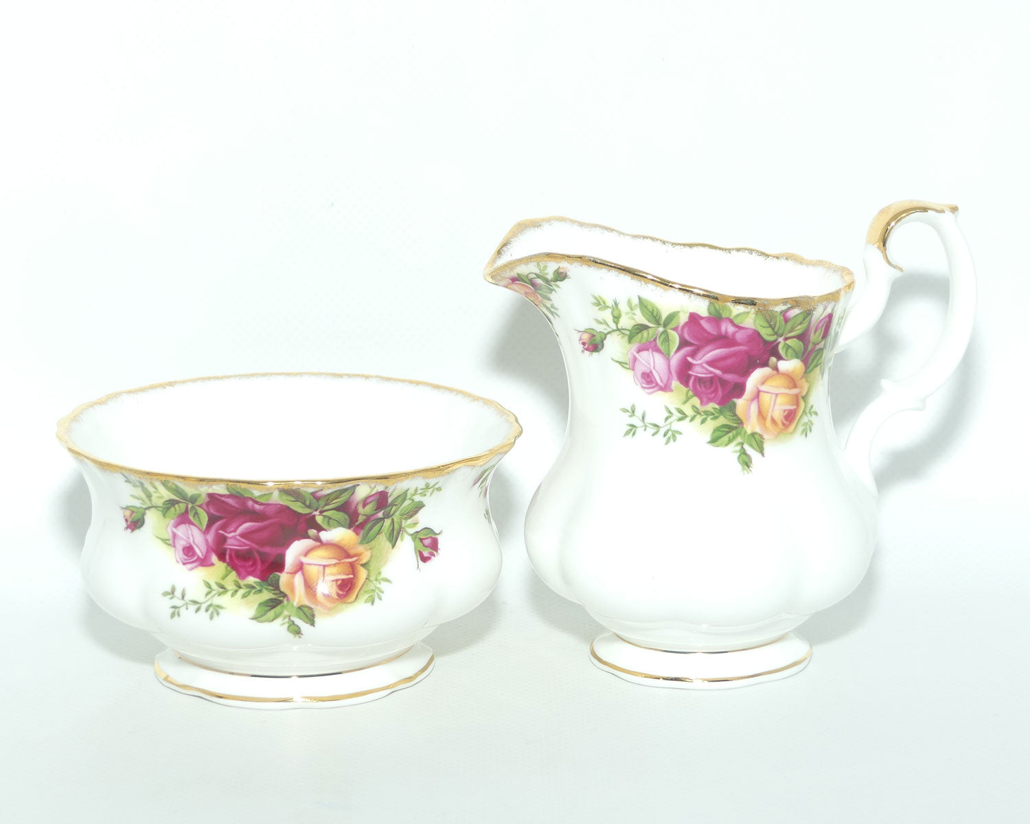 Royal Albert Bone China England Old Country Roses Milk and Sugar on Tray | Tea Size | © 1962 Royal Albert Ltd backstamp