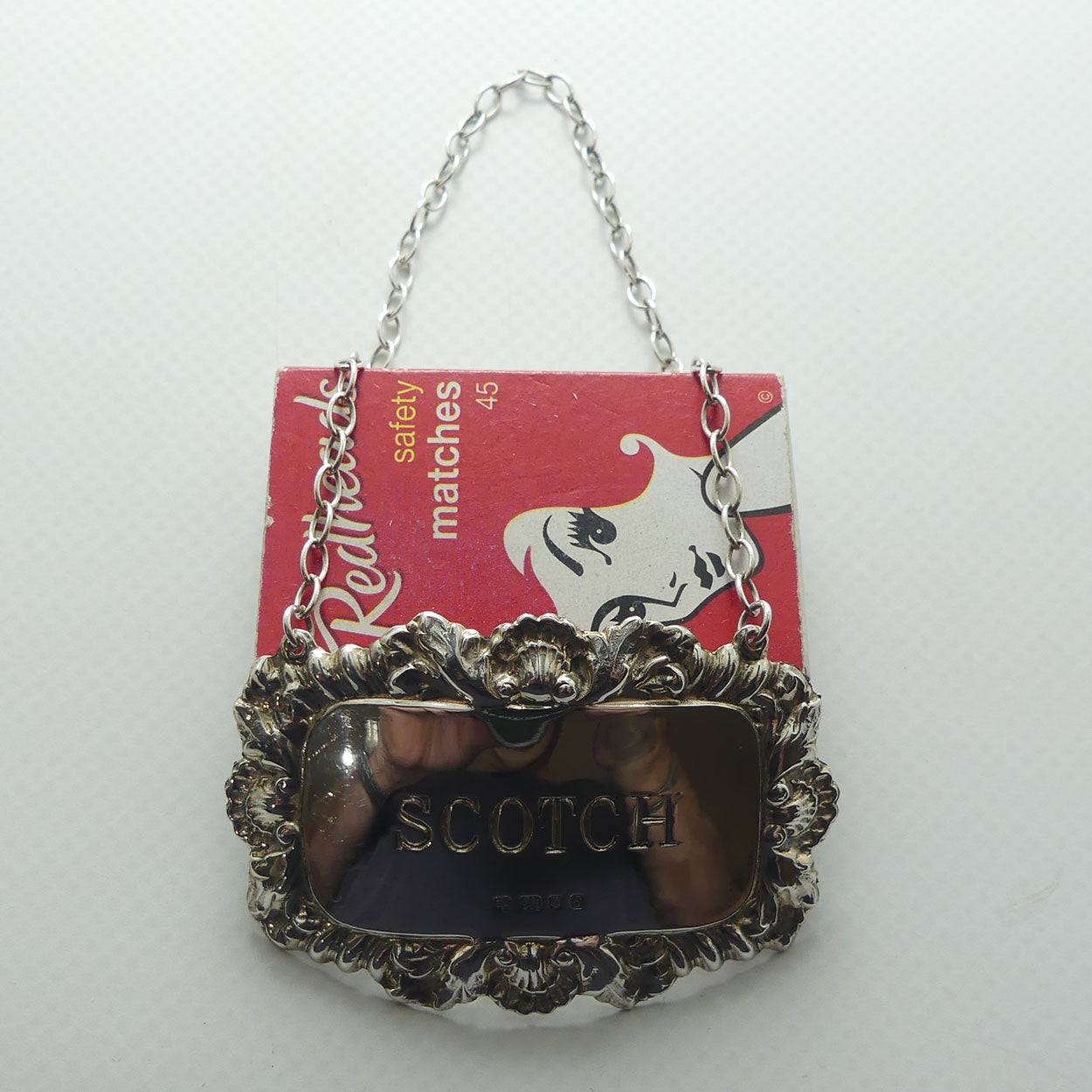 Sterling Silver decanter collar | SCOTCH | London 1973 | 10.7g