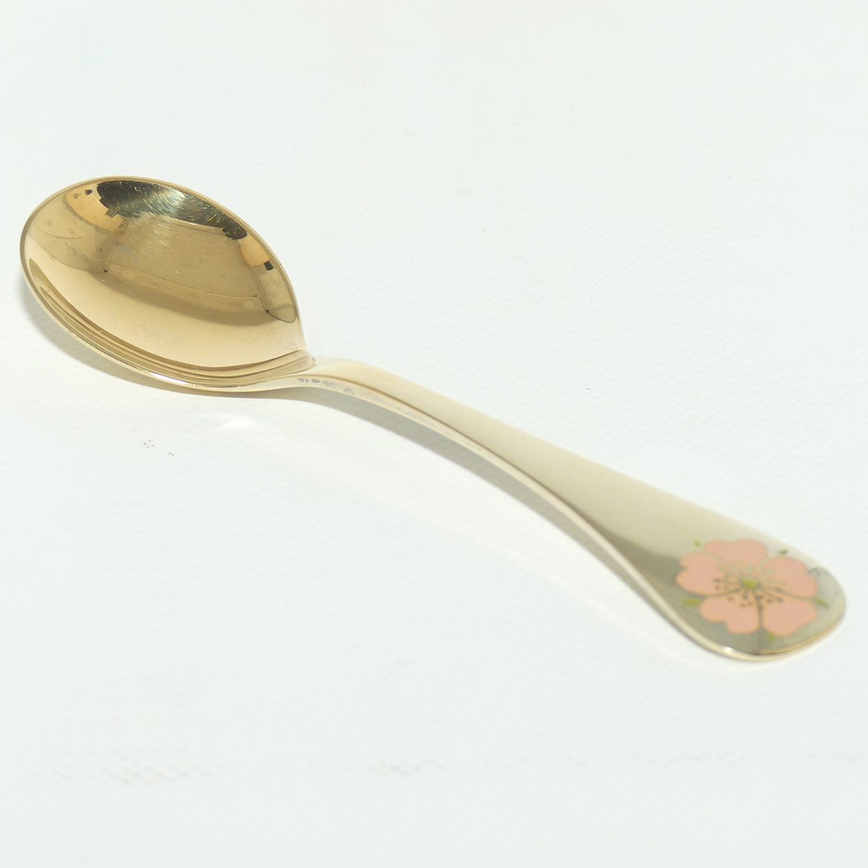 Georg Jensen Sterling Silver and Gold Vermeil Annual Spoon with inset enamel decoration | 1976 Sweetbriar | boxed