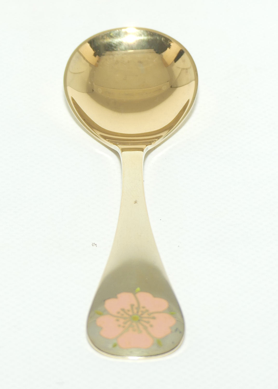 Georg Jensen Sterling Silver and Gold Vermeil Annual Spoon with inset enamel decoration | 1976 Sweetbriar | boxed