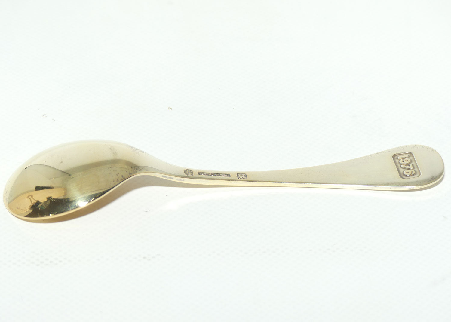 Georg Jensen Sterling Silver and Gold Vermeil Annual Spoon with inset enamel decoration | 1976 Sweetbriar | boxed
