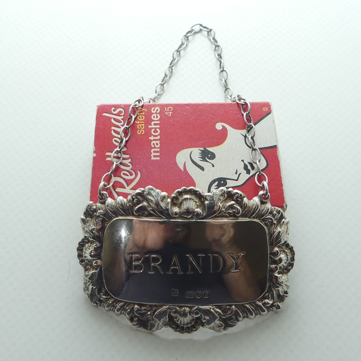Sterling Silver decanter collar | BRANDY | London 1979 | 13.2g