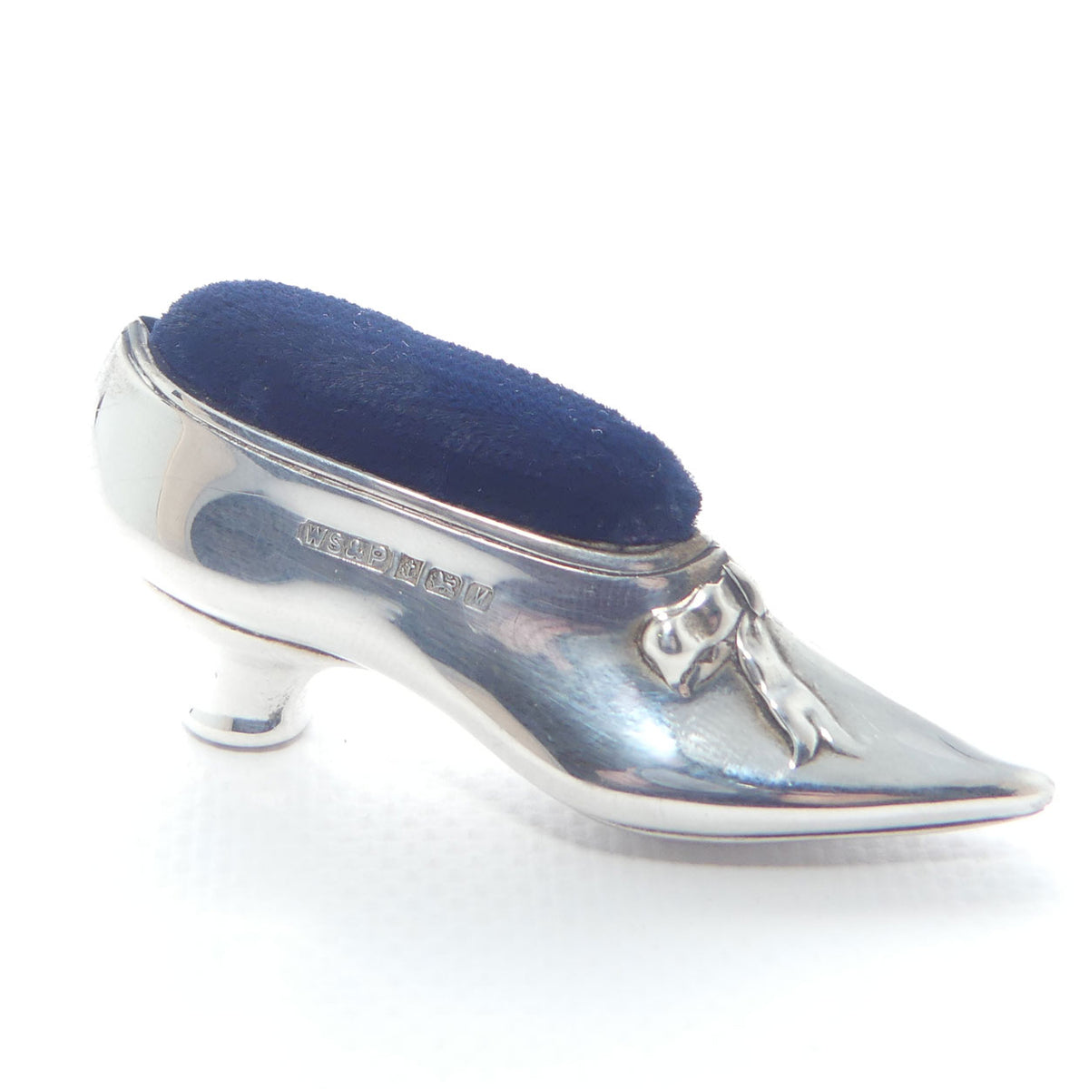Sterling Silver slipper pin cushion | Birmingham 1986 | Whitehill Silver & Plate Co
