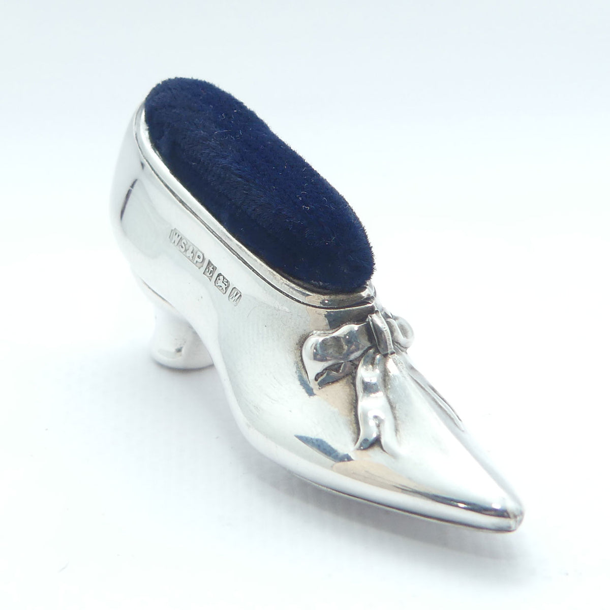 Sterling Silver slipper pin cushion | Birmingham 1986 | Whitehill Silver & Plate Co