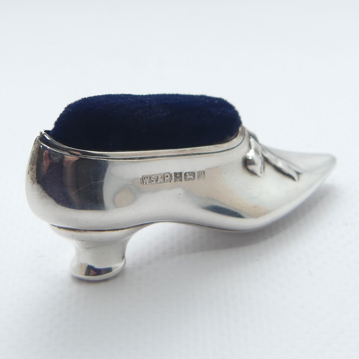 Sterling Silver slipper pin cushion | Birmingham 1986 | Whitehill Silver & Plate Co