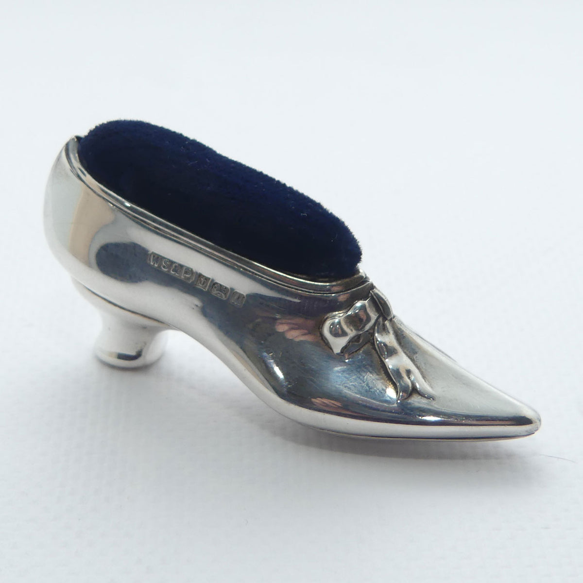 Sterling Silver slipper pin cushion | Birmingham 1986 | Whitehill Silver & Plate Co
