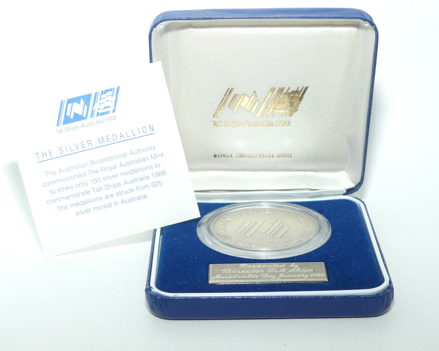 RAM 1988 The Silver Medallion | Australian Bicentenary Tall Ships Australia | presented by Director Tall Ships Australia Day 1988
