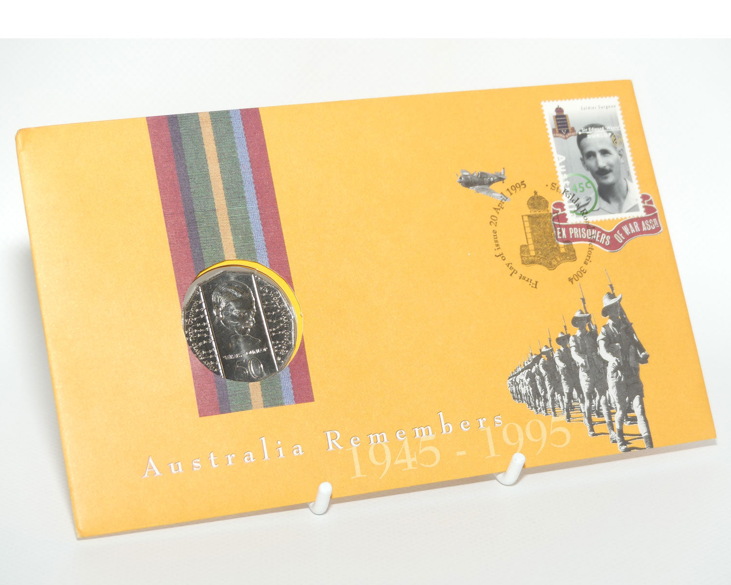 1995 RAM Postal Numismatic Cover 50c Australia Remembers 1945 - 1995 Stamp and Coin Cover