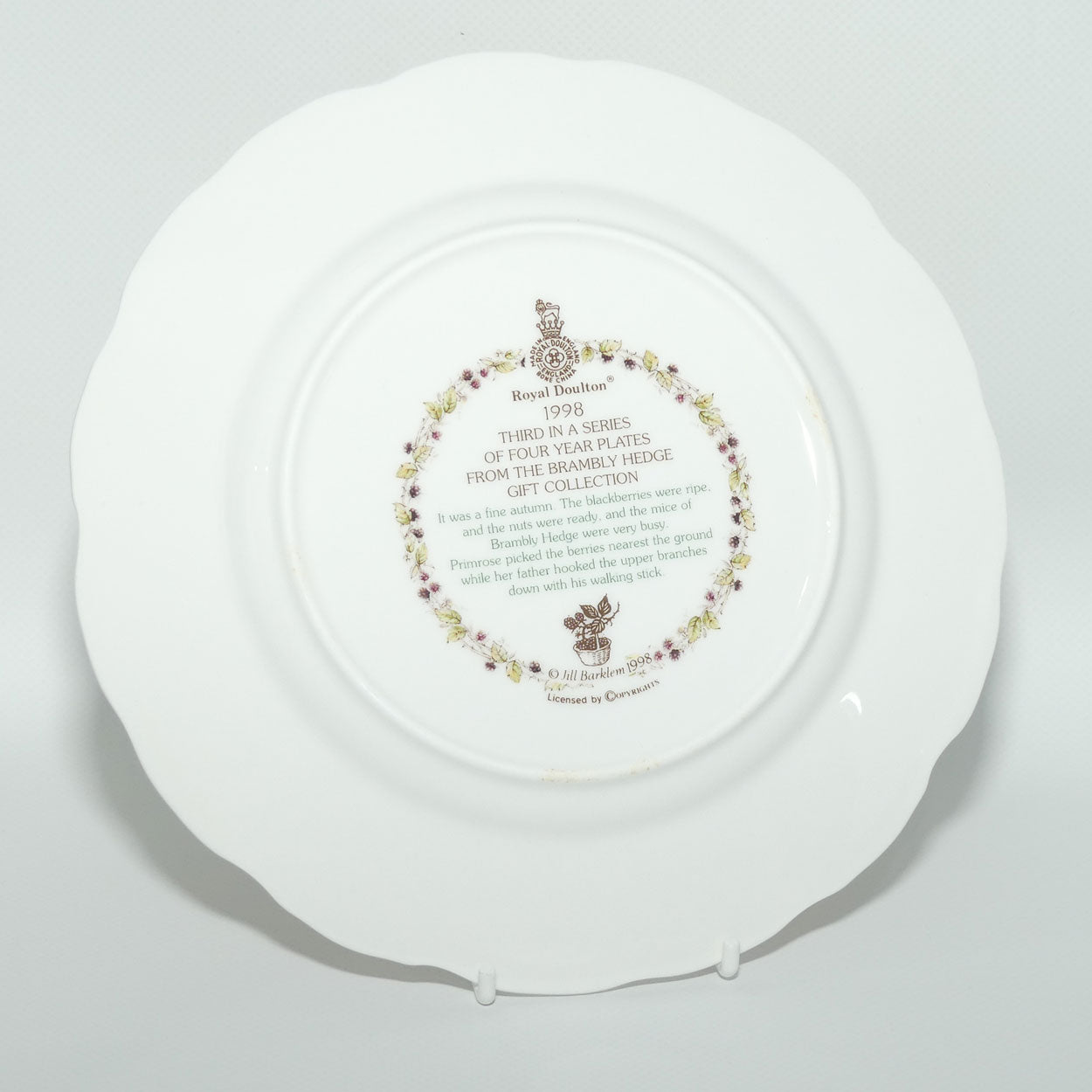 Royal Doulton Brambly Hedge Giftware | Year Plates | 1998 | 20cm